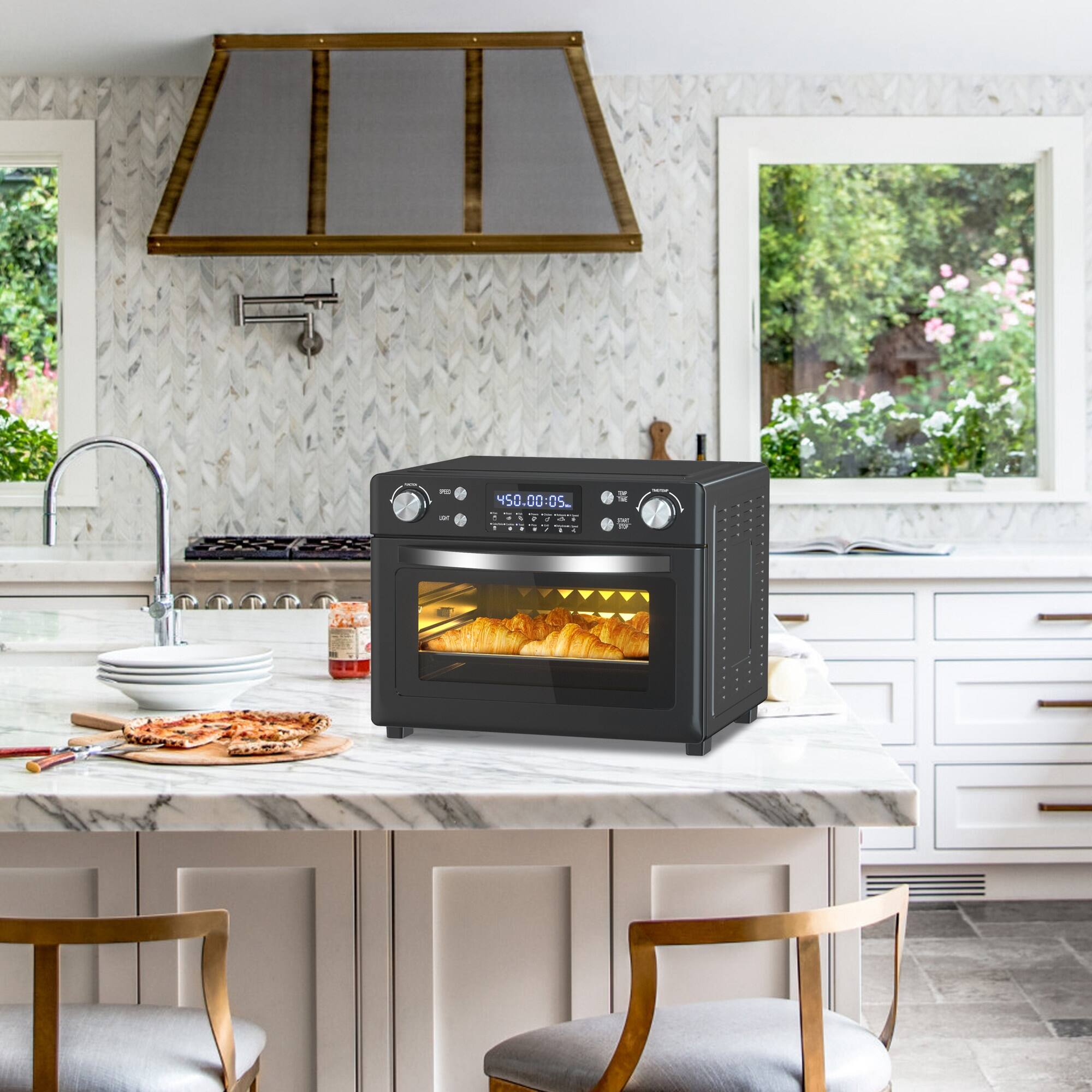 16" Matte Black Stainless Countertop Oven with Rotisserie On Sale